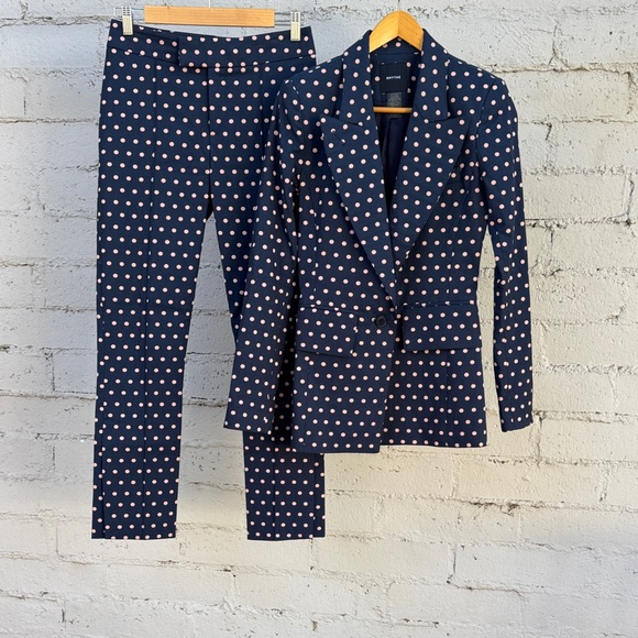 Smythe Lounge Blazer Navy Polka Dot Size 2 - Picture 14 of 14